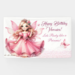 Schattig roze waterverf girly kasteel fee prinses spandoek