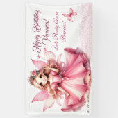Schattig roze waterverf girly kasteel fee prinses spandoek (Verticaal)