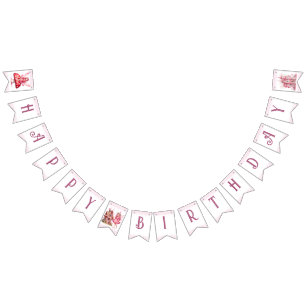 Schattig roze waterverf girly kasteel fee prinses vlaggetjes