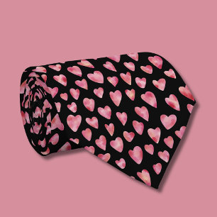 Schattig Roze Waterverf Liefdes Hart Patroon Stropdas