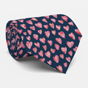 Schattig Roze Waterverf Liefdeshartpatroon Stropdas