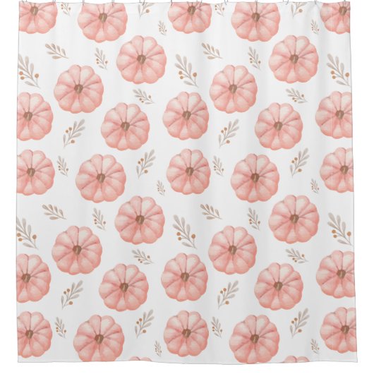 Schattig roze Waterverf pompoen Herfst douchegordi Douchegordijn (Voorkant)