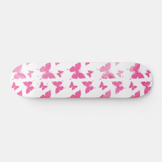  schattig roze waterverf vlinders patroon. skateboard (Horizontaal)