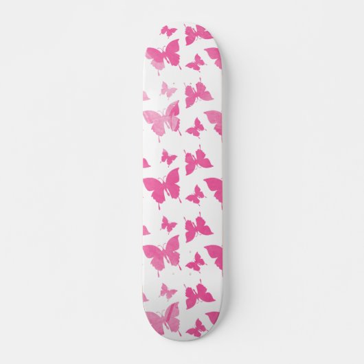 schattig roze waterverf vlinders patroon. skateboard (Voorkant)