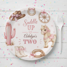 Schattig Roze Western Cowgirl Paard Verjaardag 