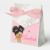 Schattig Roze & Wit Afro Puff Princess Ballerina Bedankdoosjes (Voorkant Zijde)