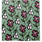 schattig roze wit bloemen patroon douchegordijn (Voorkant)