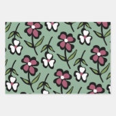 schattig roze wit bloemen patroon inpakpapier vel (Voorkant 2)