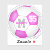 Schattig roze wit gepersonaliseerd meisjes voetbal sticker (Vel)
