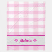 Schattig Roze Wit geruit Patroon Custom Kind Fleece Deken (Voorkant)