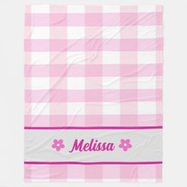 Schattig Roze Wit geruit Patroon Custom Kind Fleece Deken