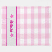 Schattig Roze Wit geruit Patroon Custom Kind Fleece Deken (Voorkant (Horizontaal))
