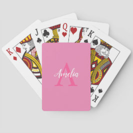Schattig Roze Wit Script Monogram Speelkaarten