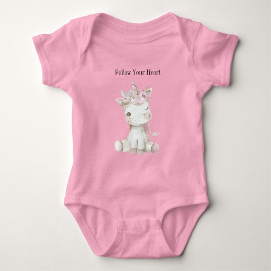 Schattig Roze Witte Bloemige Eenhoorn Romper (Voorkant)