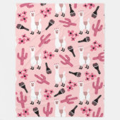 Schattig Roze witte Llama Maraca Cactus Floral Fleece Deken (Voorkant)