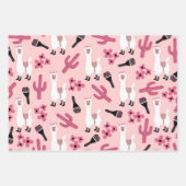 Schattig Roze witte Llama Maraca Cactus Floral Inpakpapier Vel (Voorkant)