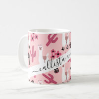 Schattig Roze witte Llama Maraca Cactus Floral