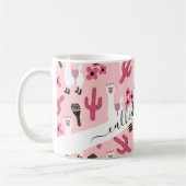 Schattig Roze witte Llama Maraca Cactus Floral Koffiemok (Links)