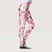 Schattig Roze witte Llama Maraca Cactus Floral Leggings (Rechts)
