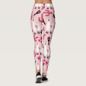 Schattig Roze witte Llama Maraca Cactus Floral Leggings (Achterkant)