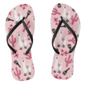 Schattig Roze witte Llama Maraca Cactus Floral Teenslippers (Voetbed)