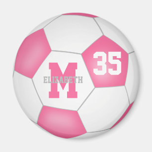 schattig roze witte meisjes aangepast voetbal magneet