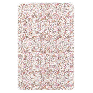 Schattig roze witte vintage bloemendesign magneet