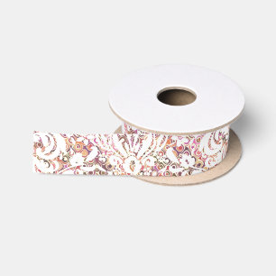 Schattig roze witte vintage bloemendesign satijnen lint