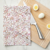 Schattig roze witte vintage bloemendesign theedoek (Quarter Fold)