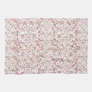 Schattig roze witte vintage bloemendesign theedoek