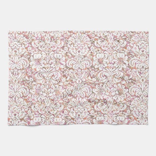 Schattig roze witte vintage bloemendesign theedoek (Horizontaal)
