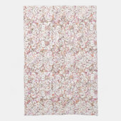 Schattig roze witte vintage bloemendesign theedoek (Verticaal)