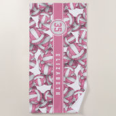 Schattig roze witte volleyballen patroon gepersona strandlaken (Voorkant)