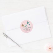 Schattig roze zeemeermin dank u kinderen verjaarda ronde sticker (Envelop)