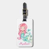 Schattig roze zeemeermin meisjes Bagagelabel (Voorkant verticaal)