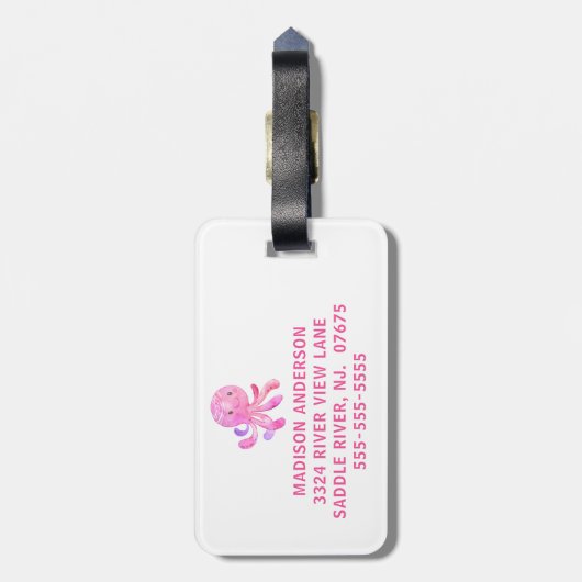 Schattig roze zeemeermin meisjes Bagagelabel (Achterkant verticaal)