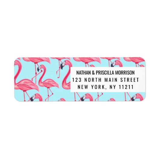 Schattig roze zomergeschilderd Flamingo patroon bl Etiket (Voorkant)