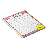 Schattig roze zonneschijn glimlach gezicht van ler notitieblok (Schuin)