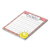 Schattig roze zonneschijn glimlach gezicht van ler notitieblok (Linkerzijde)