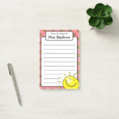Schattig roze zonneschijn glimlach gezicht van ler post-it® notes (Kantoor)