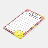 Schattig roze zonneschijn glimlach gezicht van ler post-it® notes (Schuin)