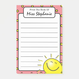 Schattig roze zonneschijn glimlach gezicht van ler post-it® notes