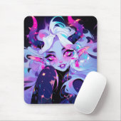 Schattig roze, zwart en wit Koakuma Little Devil Muismat (Met muis)