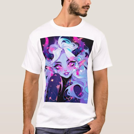 Schattig roze, zwart en wit Koakuma Little Devil T-shirt (Voorkant)