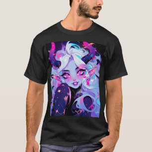 Schattig roze, zwart en wit Koakuma Little Devil T-shirt