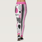 Schattig Roze Zwart & Grijs Abstract Stippenpatroo Leggings (Achterkant)