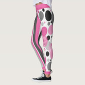 Schattig Roze Zwart & Grijs Abstract Stippenpatroo Leggings (Links)