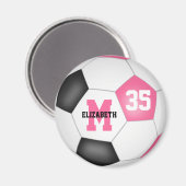 schattig roze zwarte meisjes aangepast voetbal magneet (Voorkant / Achterkant)