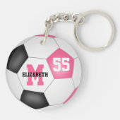 schattig roze zwarte witte voetbaltas label sleutelhanger (Achterkant)