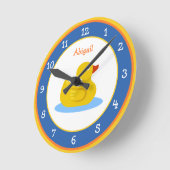 Schattig Rubber Duck Blue en Yellow Ronde Klok (Hoek)